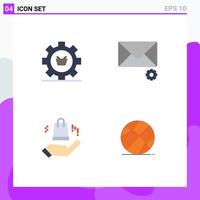 Mobile Interface Flat Icon Set of 4 Pictograms of cart ahnd commerce mail shopping bag Editable Vector Design Elements