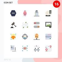 Set of 16 Modern UI Icons Symbols Signs for insurance makeover clipboard face makeup face base Editable Pack of Creative Vector Design Elements