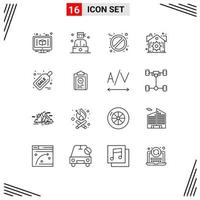 Modern Set of 16 Outlines Pictograph of ticket sale christmas aspirin black friday real Editable Vector Design Elements