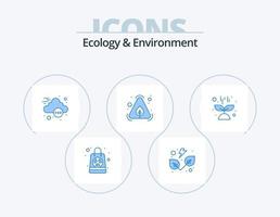 Ecology And Environment Blue Icon Pack 5 Icon Design. science. nature. co ecology. recycle. garbage vector