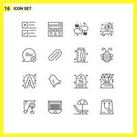 16 iconos creativos signos y símbolos modernos de chat dinero web mano red elementos de diseño vectorial editables vector