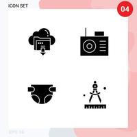 4 Solid Glyph concept for Websites Mobile and Apps download nappy cloud radio art Editable Vector Design Elements