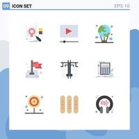 Group of 9 Modern Flat Colors Set for process map fly target pin Editable Vector Design Elements