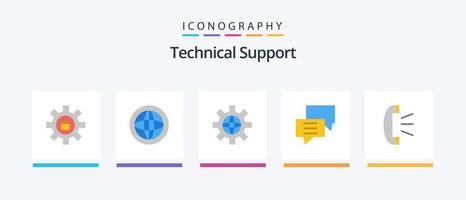 Paquete de 5 iconos planos de soporte técnico que incluye grupo. cliente. apoyo. chat. técnico. diseño de iconos creativos vector