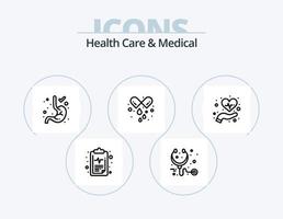 cuidado de la salud y línea médica icon pack 5 icon design. corazón. cuidado de la salud. protección del corazón salud. medicamento vector