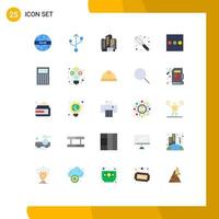 Pictogram Set of 25 Simple Flat Colors of device calculate building menu wire Editable Vector Design Elements