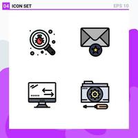 4 Creative Icons Modern Signs and Symbols of bug arrows security star configuration Editable Vector Design Elements