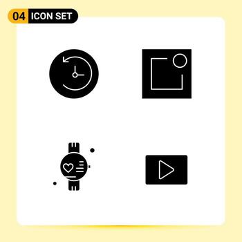 4 Universal Solid Glyphs Set for Web and Mobile Applications backup youtube activity gym video Editable Vector Design Elements