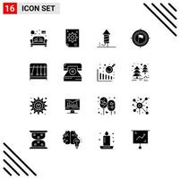 Universal Icon Symbols Group of 16 Modern Solid Glyphs of flag business creative aim fireworks Editable Vector Design Elements