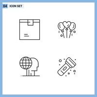 paquete de iconos de vector de stock de 4 signos y símbolos de línea para el producto de marketing global de caja amor elementos de diseño de vector editable global