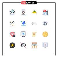 Pack of 16 Modern Flat Colors Signs and Symbols for Web Print Media such as scalpel security search laptop mardigras Editable Pack of Creative Vector Design Elements