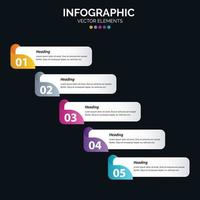 Diagrama de infografía de 5 opciones Informe anual Diseño web Concepto de negocio Pasos o procesos vector