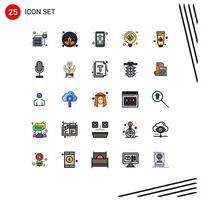 grupo de símbolos de icono universal de 25 colores planos de línea llena moderna de solución de celebración de loto de audio bombilla elementos de diseño vectorial editables vector