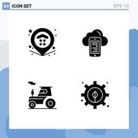 Pack of 4 creative Solid Glyphs of location tractor estate mobile truck Editable Vector Design Elements