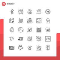 Mobile Interface Line Set of 25 Pictograms of education finance rx mortar Editable Vector Design Elements