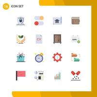 Mobile Interface Flat Color Set of 16 Pictograms of payment dollar settings money house Editable Pack of Creative Vector Design Elements