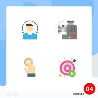 4 User Interface Flat Icon Pack of modern Signs and Symbols of user touchscreen services meat grinder technology Editable Vector Design Elements