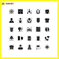 Pictogram Set of 25 Simple Solid Glyphs of magnetic investment programming dollar science experiment Editable Vector Design Elements
