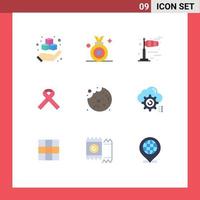 Universal Icon Symbols Group of 9 Modern Flat Colors of gear cookie windy cake awareness Editable Vector Design Elements