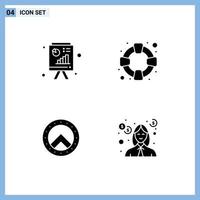 Group of 4 Solid Glyphs Signs and Symbols for analytics greece business report support education Editable Vector Design Elements