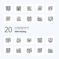 20 Web Hosting Line icon Pack like data index page browser home page web page vector