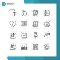 16 Creative Icons Modern Signs and Symbols of computer puzzle game love map Editable Vector Design Elements