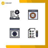 Modern Set of 4 Filledline Flat Colors and symbols such as code test development interface ui Editable Vector Design Elements