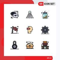 Universal Icon Symbols Group of 9 Modern Filledline Flat Colors of race checkered game check money Editable Vector Design Elements