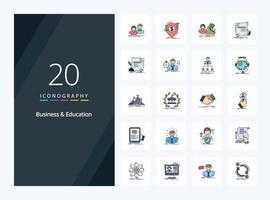 20 Business And Education line Filled icon for presentation vector