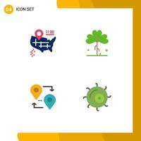 Set of 4 Commercial Flat Icons pack for location map clover irish travel Editable Vector Design Elements