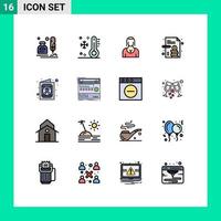 Flat Color Filled Line Pack of 16 Universal Symbols of business report business temperature lady character Editable Creative Vector Design Elements