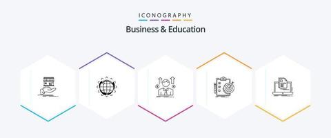 paquete de iconos de 25 líneas de negocios y educación que incluye análisis. metas. negocio. hombre de ventas avatar vector
