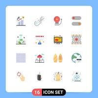 Flat Color Pack of 16 Universal Symbols of scientific study of the origin of the earth geography comet toggle control Editable Pack of Creative Vector Design Elements