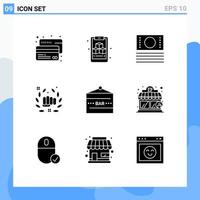 Pictogram Set of 9 Simple Solid Glyphs of drink bar bar ecommerce fist punch Editable Vector Design Elements