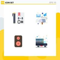 Group of 4 Flat Icons Signs and Symbols for c speaker develop email laud Editable Vector Design Elements