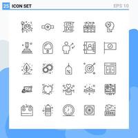 Set of 25 Modern UI Icons Symbols Signs for brain pub rank life weighing machine Editable Vector Design Elements