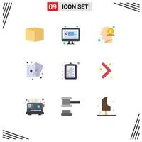 Universal Icon Symbols Group of 9 Modern Flat Colors of list check list head card hobbies Editable Vector Design Elements