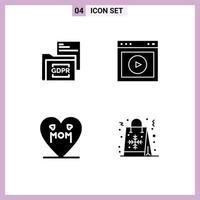 4 Creative Icons Modern Signs and Symbols of data website folder ui love Editable Vector Design Elements