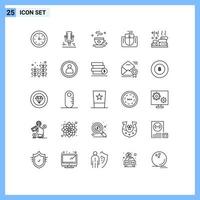 User Interface Pack of 25 Basic Lines of stone relax dad computer interface Editable Vector Design Elements