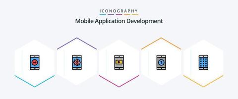 Mobile Application Development 25 FilledLine icon pack including application. smartphone. application. mobile application. application vector