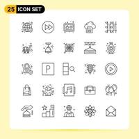 paquete de iconos vectoriales de stock de 25 signos y símbolos de línea para el estudio de tarjetas de música de datos de archivo elementos de diseño vectorial editables vector