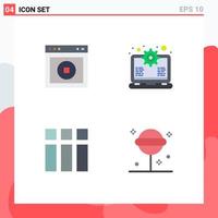 Pictogram Set of 4 Simple Flat Icons of stop collage web laptop image Editable Vector Design Elements