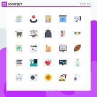 Pack of 25 Modern Flat Colors Signs and Symbols for Web Print Media such as communication website paper interface arrow Editable Vector Design Elements