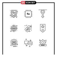 Set of 9 Modern UI Icons Symbols Signs for head shot target hardware auditory man Editable Vector Design Elements