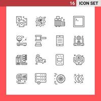 16 Universal Outline Signs Symbols of internet terminal phone console luggage Editable Vector Design Elements