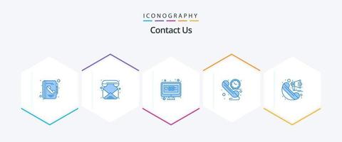 Contact Us 25 Blue icon pack including call. time. computer. contact. call vector