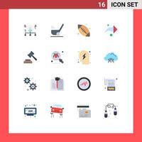 16 User Interface Flat Color Pack of modern Signs and Symbols of auction right short arrow base ball Editable Pack of Creative Vector Design Elements