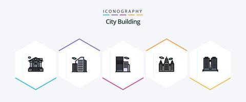 paquete de iconos de 25 líneas completas de construcción de la ciudad que incluye . Canadá. . lugar vector