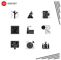 Pack of 9 creative Solid Glyphs of mixer dj space craft devices setting Editable Vector Design Elements