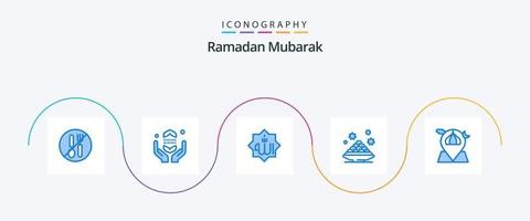 Ramadan Blue 5 Icon Pack Including ramadan. sweet. islam. dessert. god vector